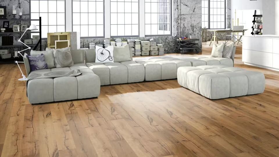Parkett-Classic-E- Landhausdiele 2200x220 mm, Eiche natur, gebürstet, für Wohnräume geeignet