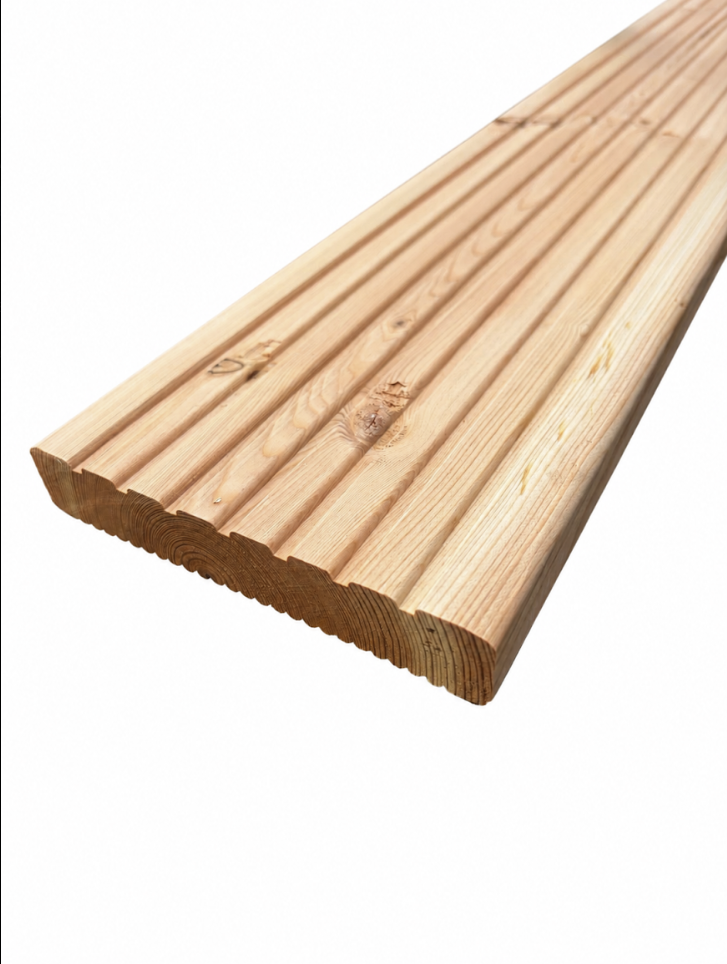 Terrassendiele BKL, grob geriffelt, Lärche, 25x145 mm, für Außenbereich geeignet