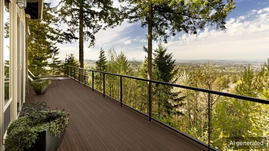 Terrassendiele TD-System-Frank-21-130, braun, langlebig, für Außenbereiche geeignet, mit Blick auf die Landschaft