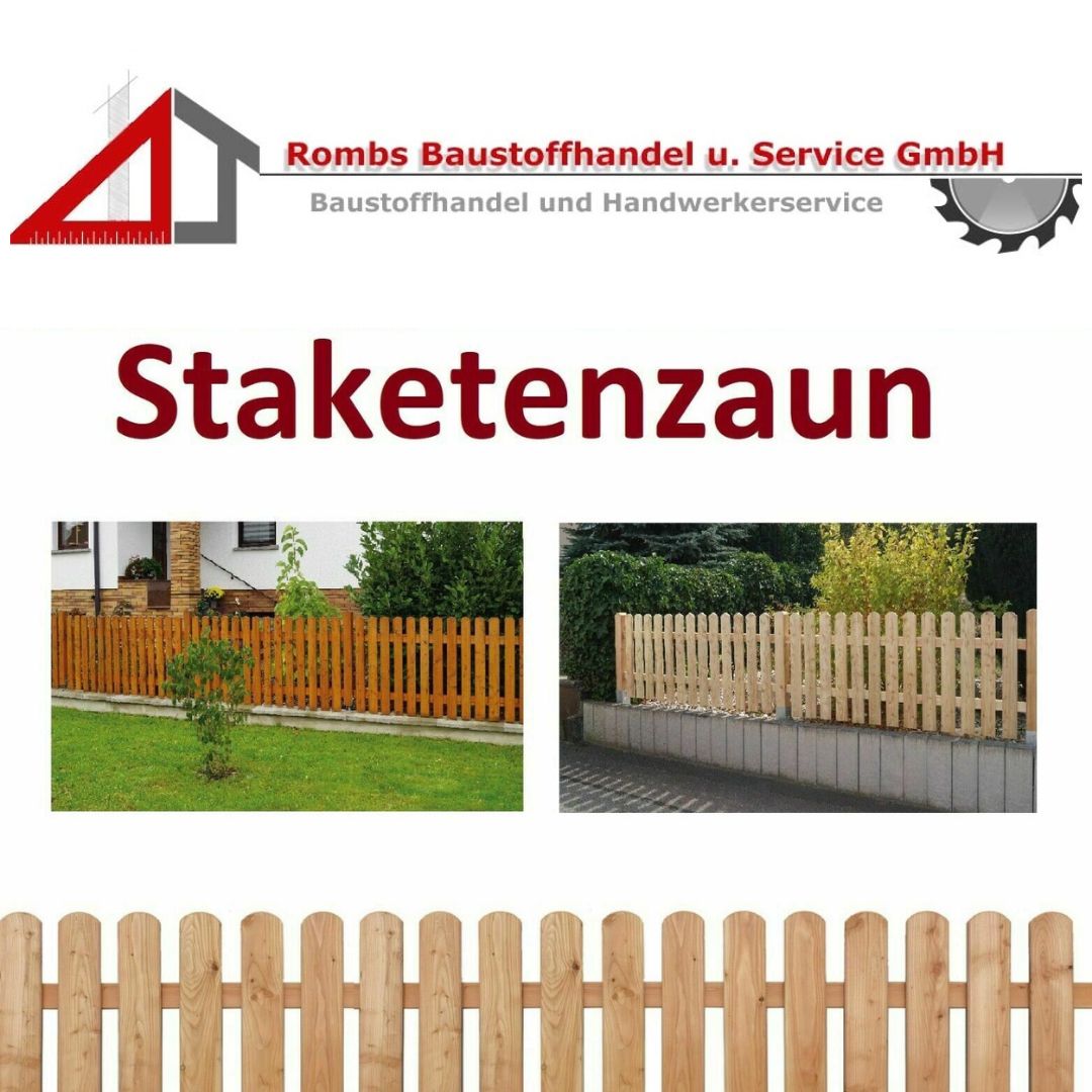 Staketenzaun 180 cm hoch, 70 cm breit, aus Lärche, für Garten- und Grundstücksabgrenzungen
