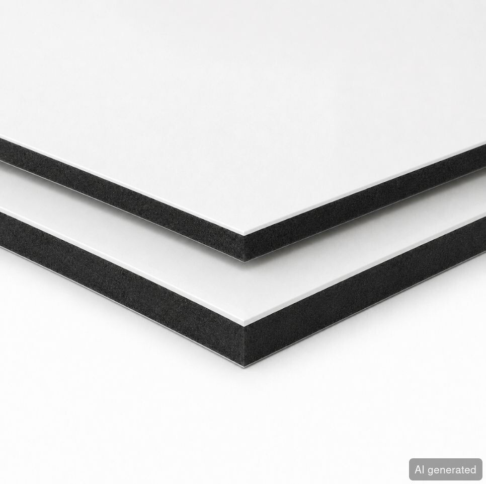 HPL-Platte weiß 6 mm, beidseitig beschichtet, schwarze Kernplatte, vielseitig einsetzbar
