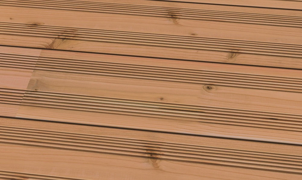 Terrassendiele TD-KD-D-Fr-26-145 mm, geriffelte Oberfläche, hellbraun