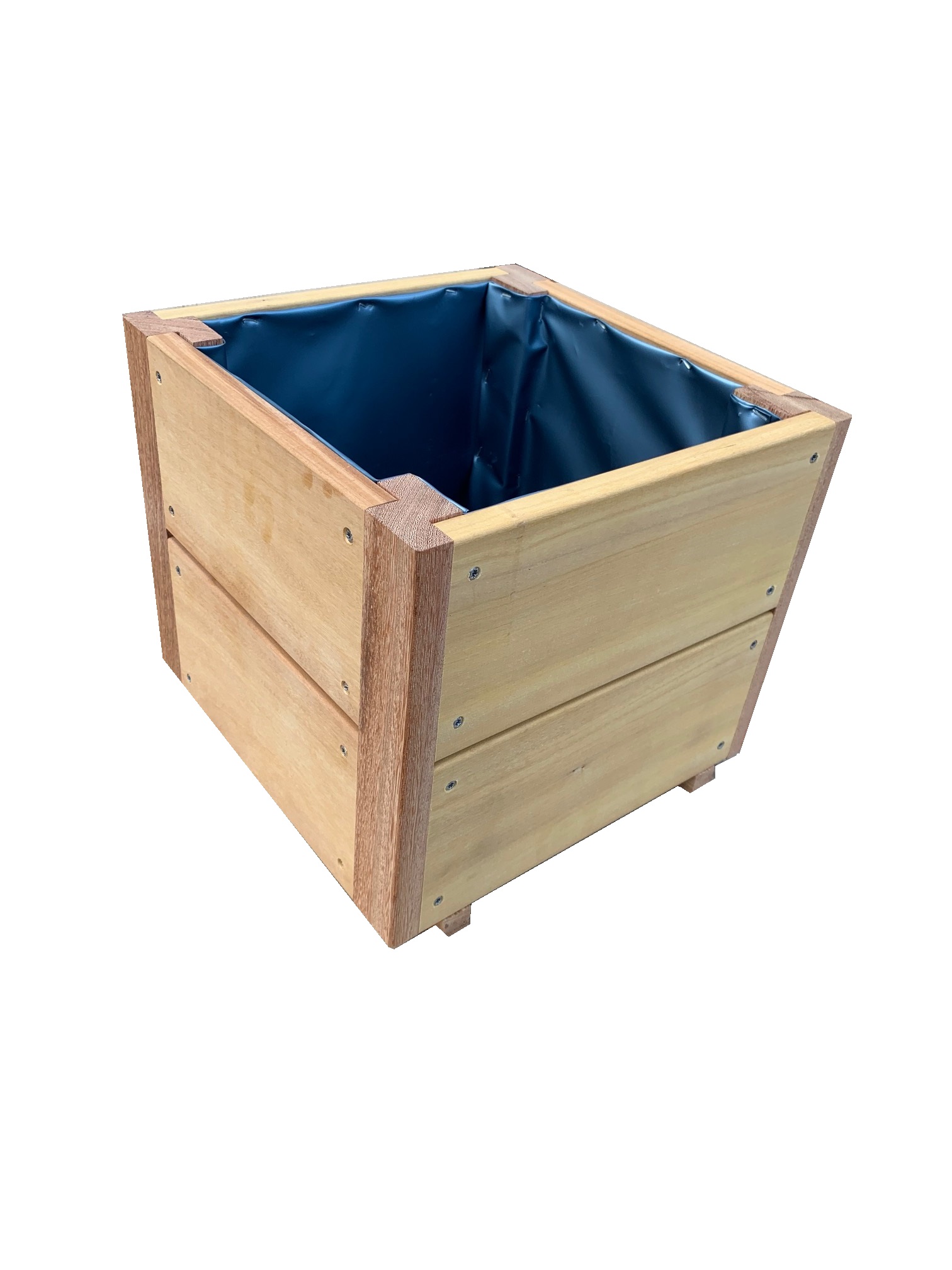 Pflanzkübel GG-100-30-18-N, Holz mit schwarzem Innenbeutel, quadratisch, 30 cm Seitenlänge, 18 cm Höhe