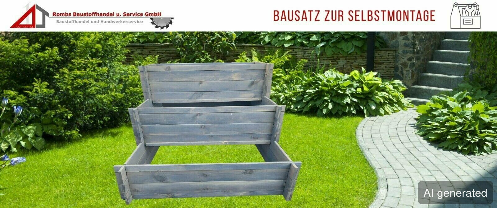 Blumentreppe aus Holz, grau lasiert, drei Ebenen, für Gartenpflanzen geeignet