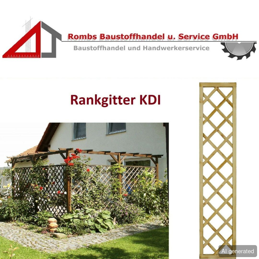 Rankgitter KDI aus Kiefernholz, 180x60 cm, mit Rautenstruktur, zur Begrünung von Wänden und Zäunen