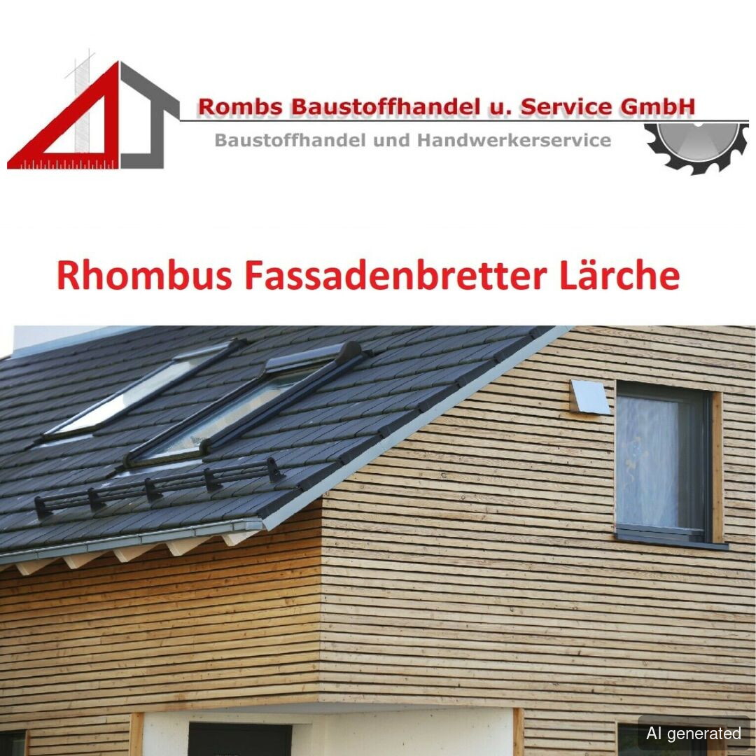 Rhombusleiste 24x26 mm aus Lärche, 1000 mm lang, für Fassadenverkleidung