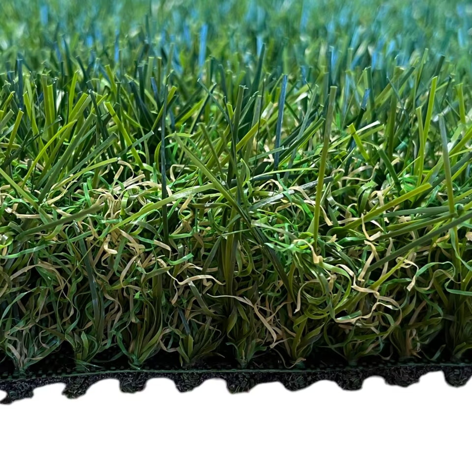 Kunstrasen 30 mm, grüne und braune Fasern, für Garten und Balkon geeignet