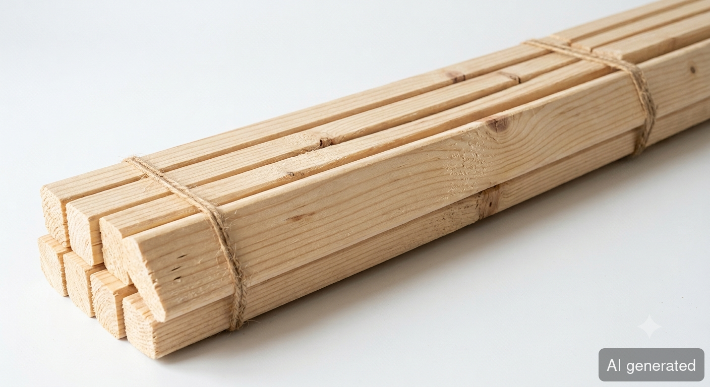 Vierkantzaun 40x40 mm, Kiefernholz, unbehandelt, Bündel mit mehreren Latten