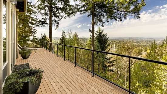 Terrassendiele TD-KD-AB-kL-27-143-, 27 mm dick, 143 mm breit, Holzoptik, für Außenbereiche geeignet