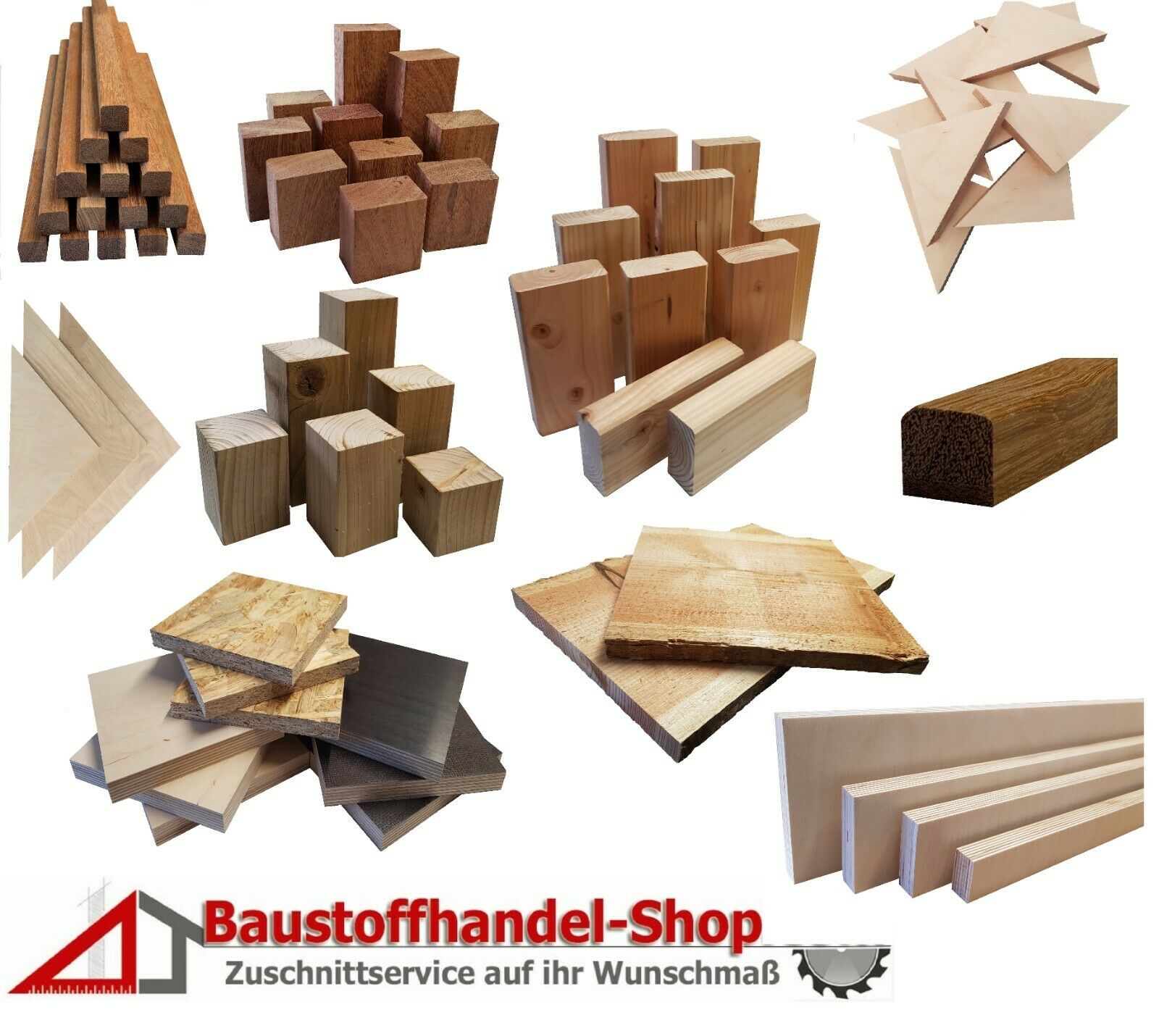 Bastelholz in verschiedenen Formen und Größen, Holzleisten, Würfel, Platten, naturbelassen und unbehandelt