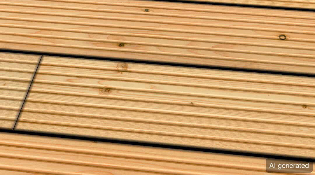 Terrassendiele TD-KD-AB-kD-27-143, 27 mm dick, geriffelte Oberfläche, helles Holz