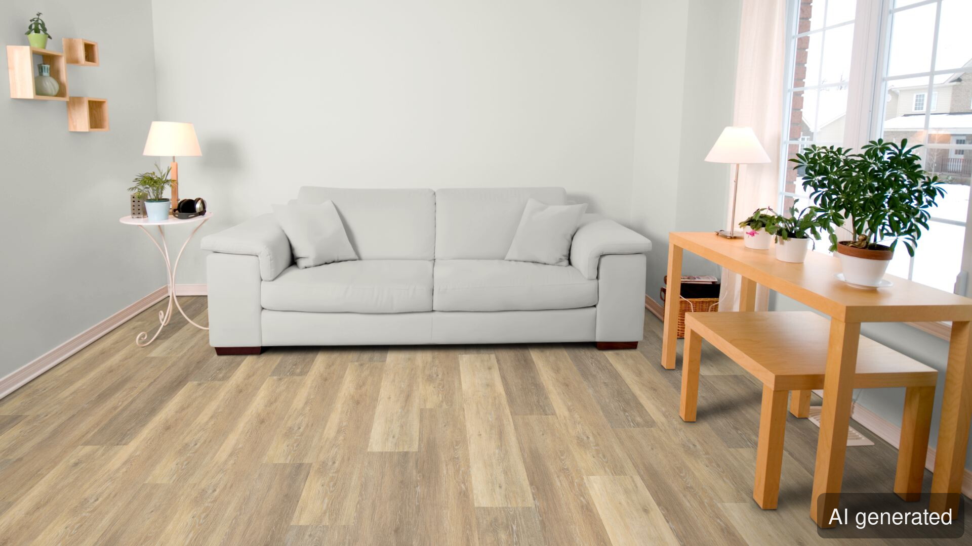 Vinyl-Luna, Design in Holzoptik, hellbraun, für Wohnräume geeignet, schwimmend verlegt
