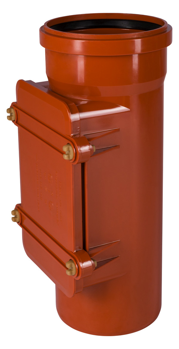 KGRE-Rohr 200 mm, eckig, orange, mit Revisionsöffnung, für Abwasseranwendungen