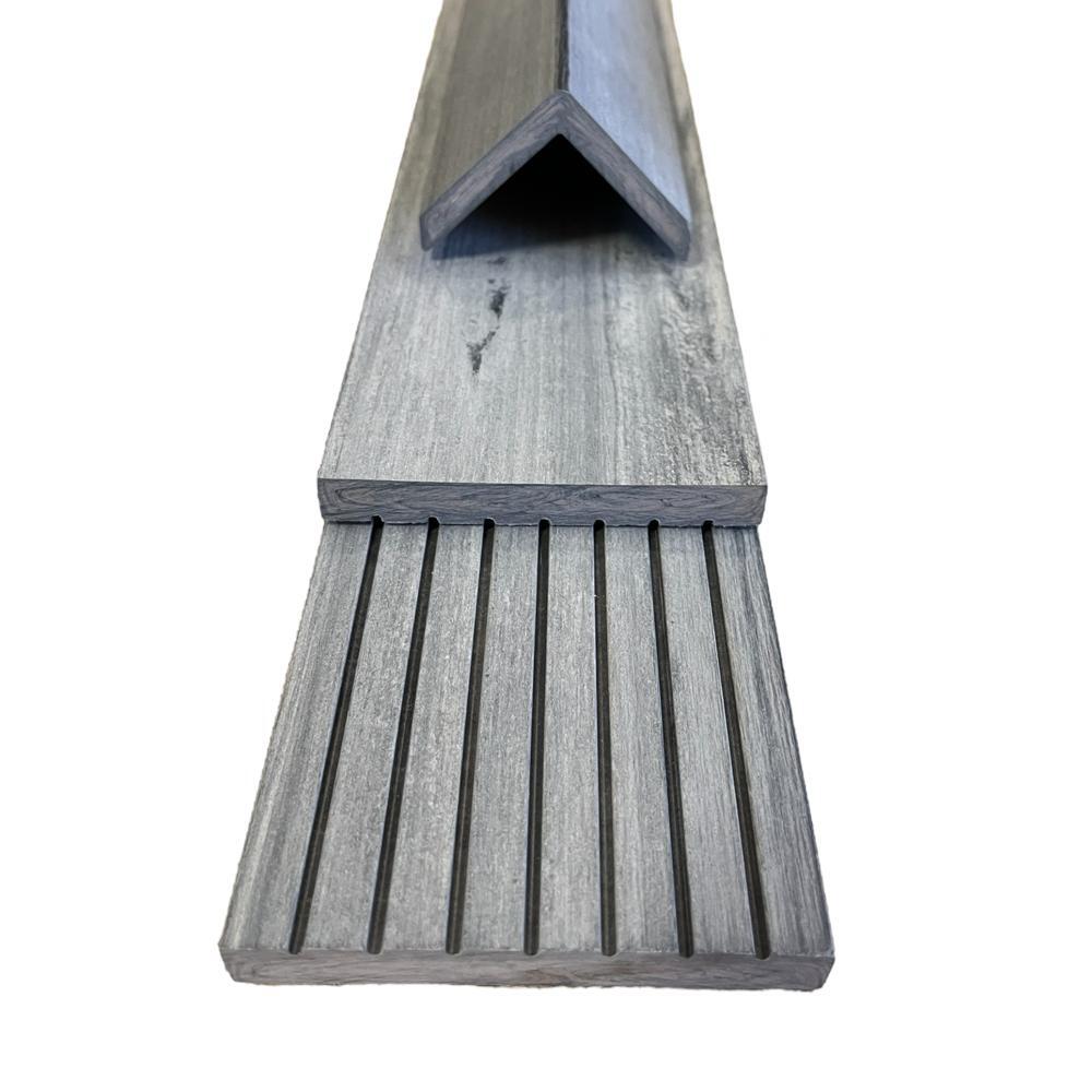 Winkelleiste 48x48 mm, 1450 mm lang, dunkelgrau, mit geriffelter und glatter Oberfläche