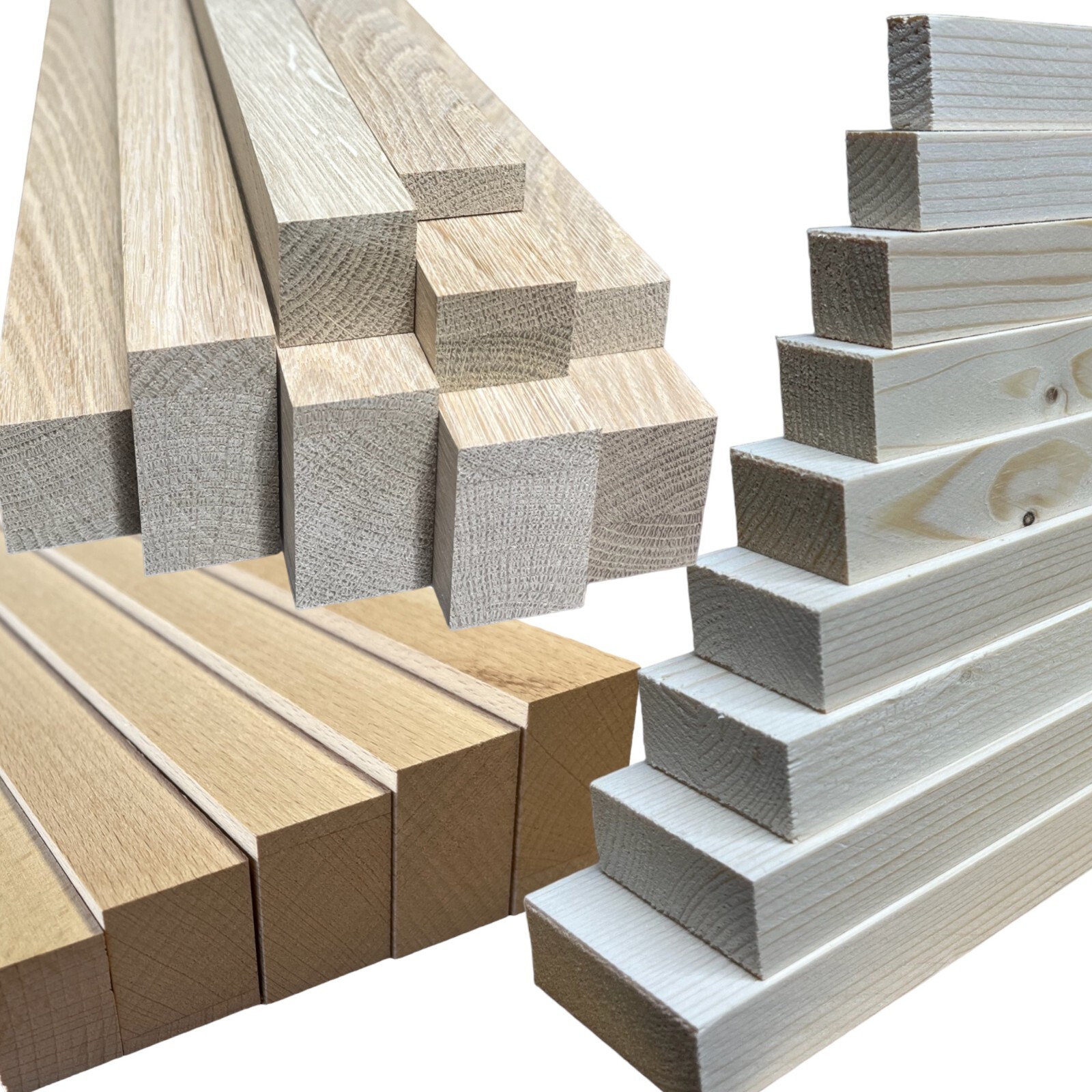 Zleiste-B, rechteckige Holzleisten in verschiedenen Stärken und Farben, naturbelassen, für Innenausbau und Möbelbau