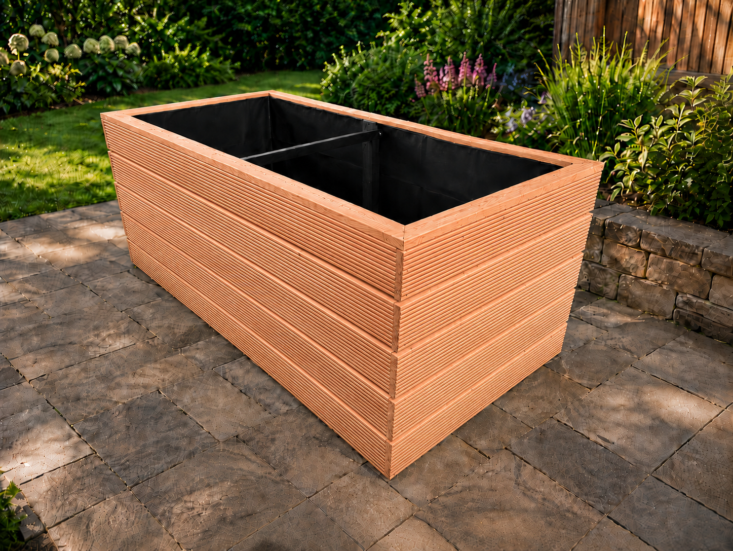Hochbeet Douglasie 200x100x75 cm, mit geriffelter Oberfläche, ideal für den Gartenbau
