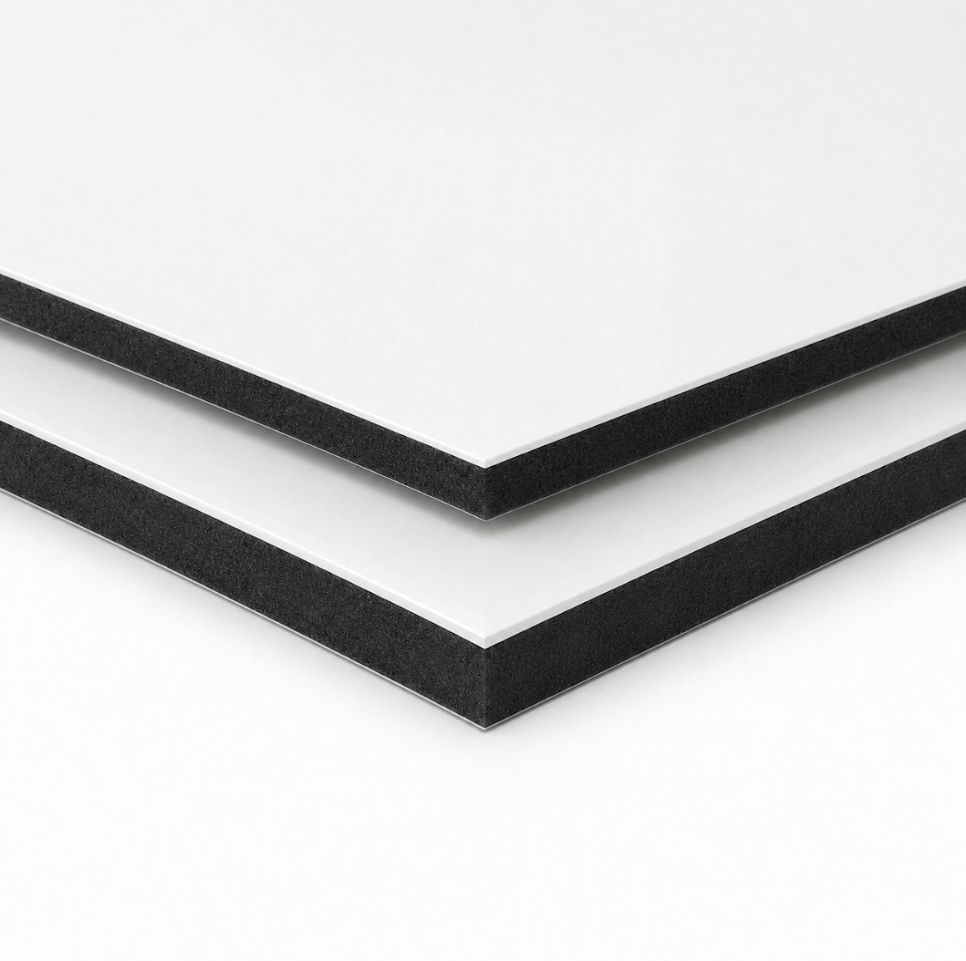 HPL-Platte weiß 6 mm, beidseitig beschichtet, schwarze Kernplatte, vielseitig einsetzbar