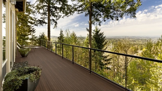 Terrassendiele TD-System-Frank-21-130, braun, langlebig, für Außenbereiche geeignet, mit Blick auf die Landschaft