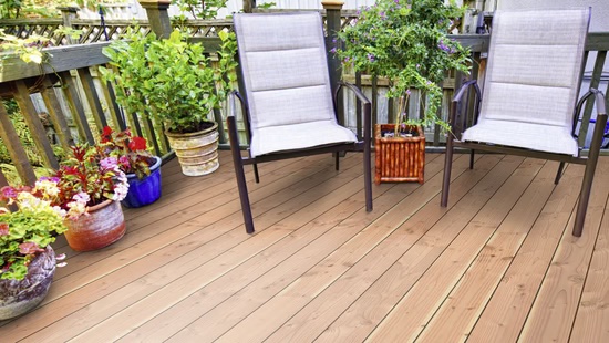 Terrassendiele TD-NKD-D glatt 26x145 mm, hellbraun, für Terrassen und Balkone geeignet
