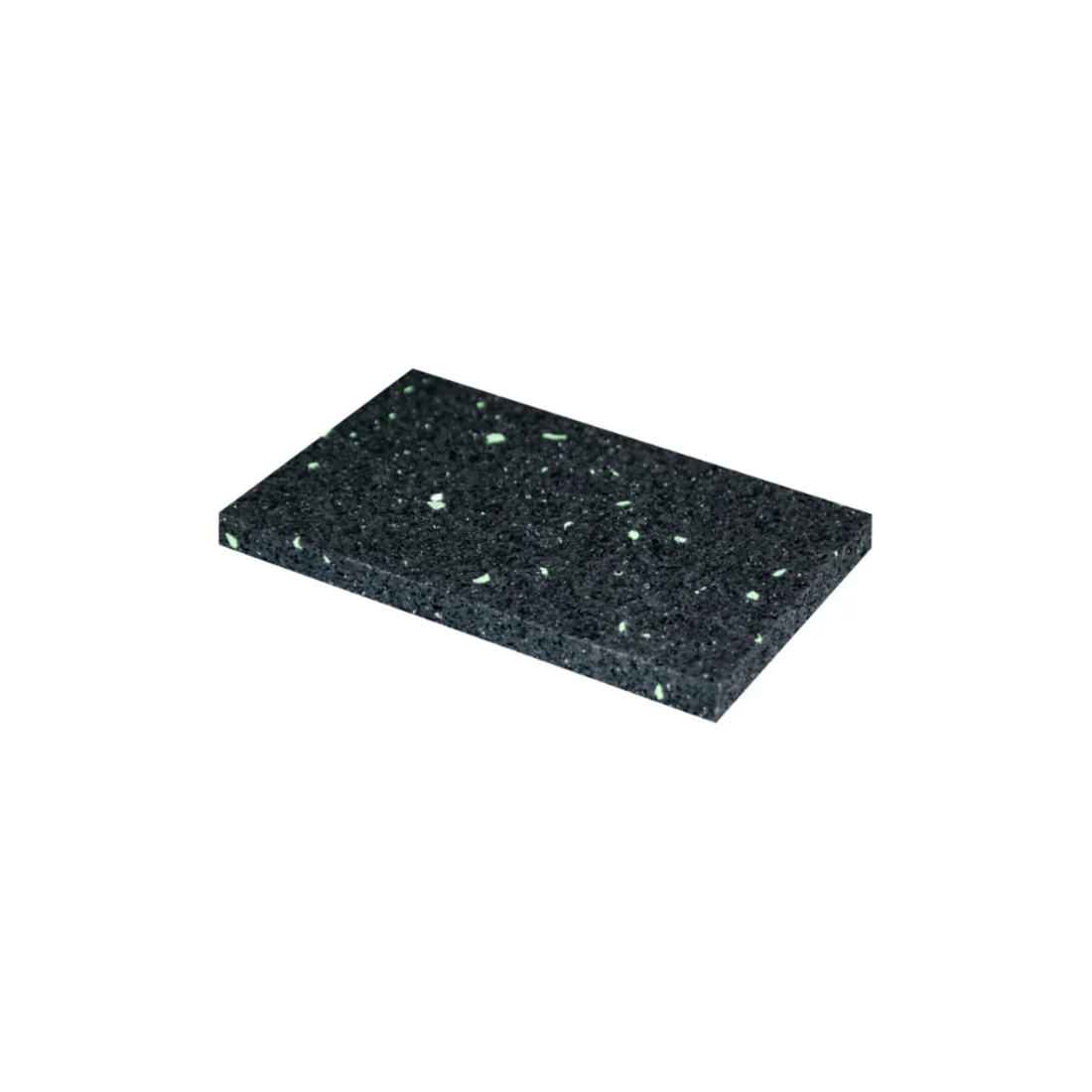 Gummi-Pad schwarz mit grünen Einsprengseln, 10 mm dick, vielseitig einsetzbar als Unterlage oder Dämpfungselement