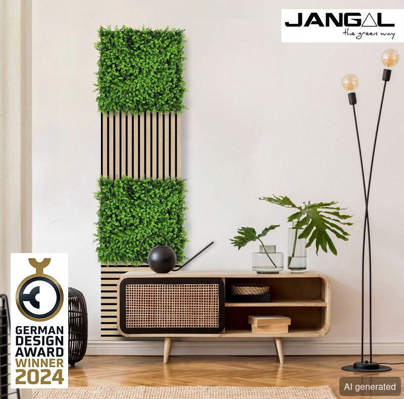 Jangal-DF Wandpaneel mit integriertem Pflanzenbereich, Holzstruktur, modernes Design, dekorativ für Wohnräume