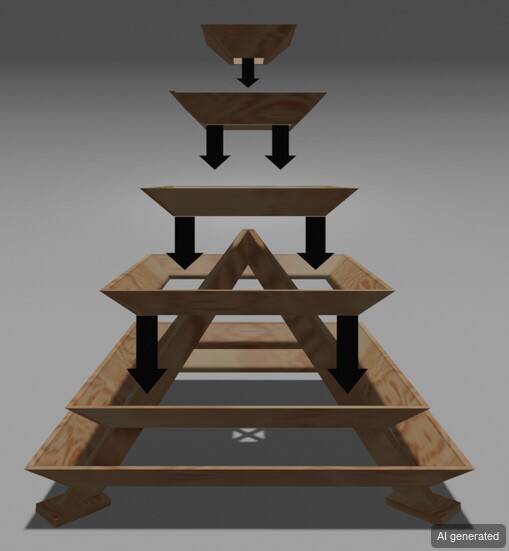 Pyramide 120x120x90, Holzstruktur, stapelbar, zur Verwendung in Garten oder Landschaftsbau