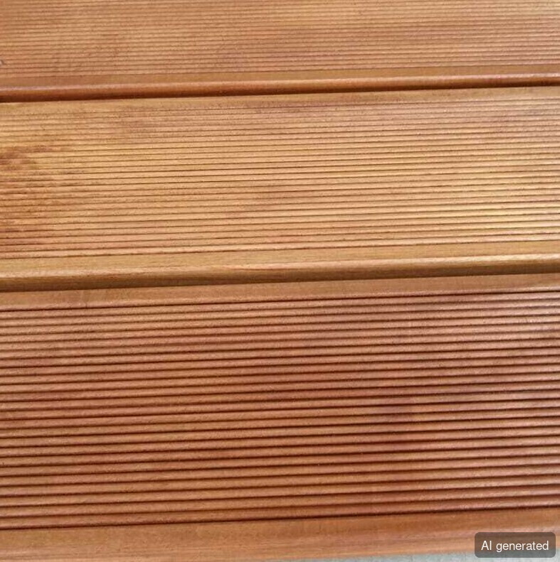Garapa-Diele 1000x145x25 mm, geriffelte Oberfläche, warmbraun