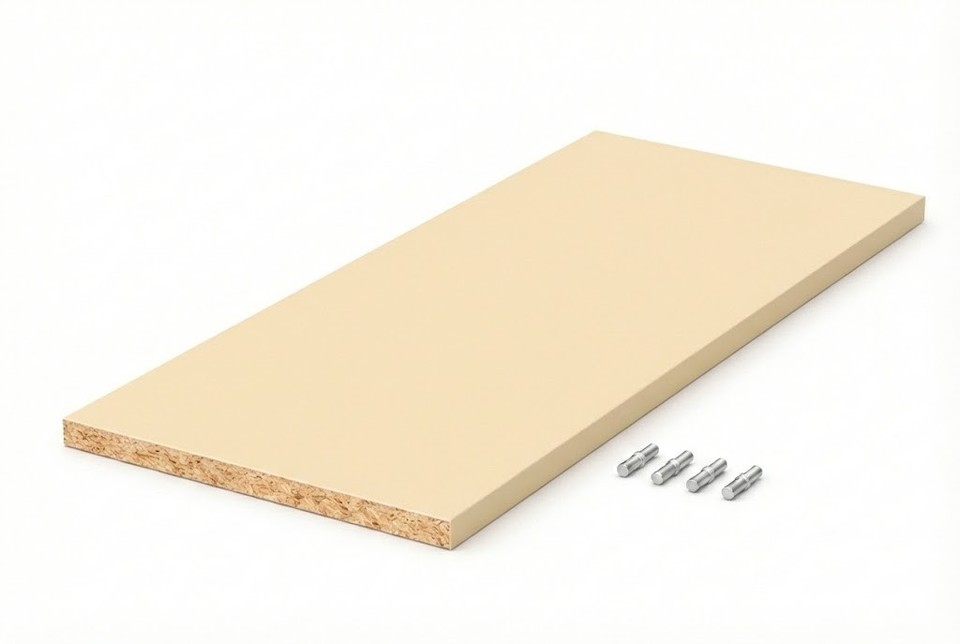 Einlegeboden 19mm Vanille/Creamy ABS-Kante + Halter