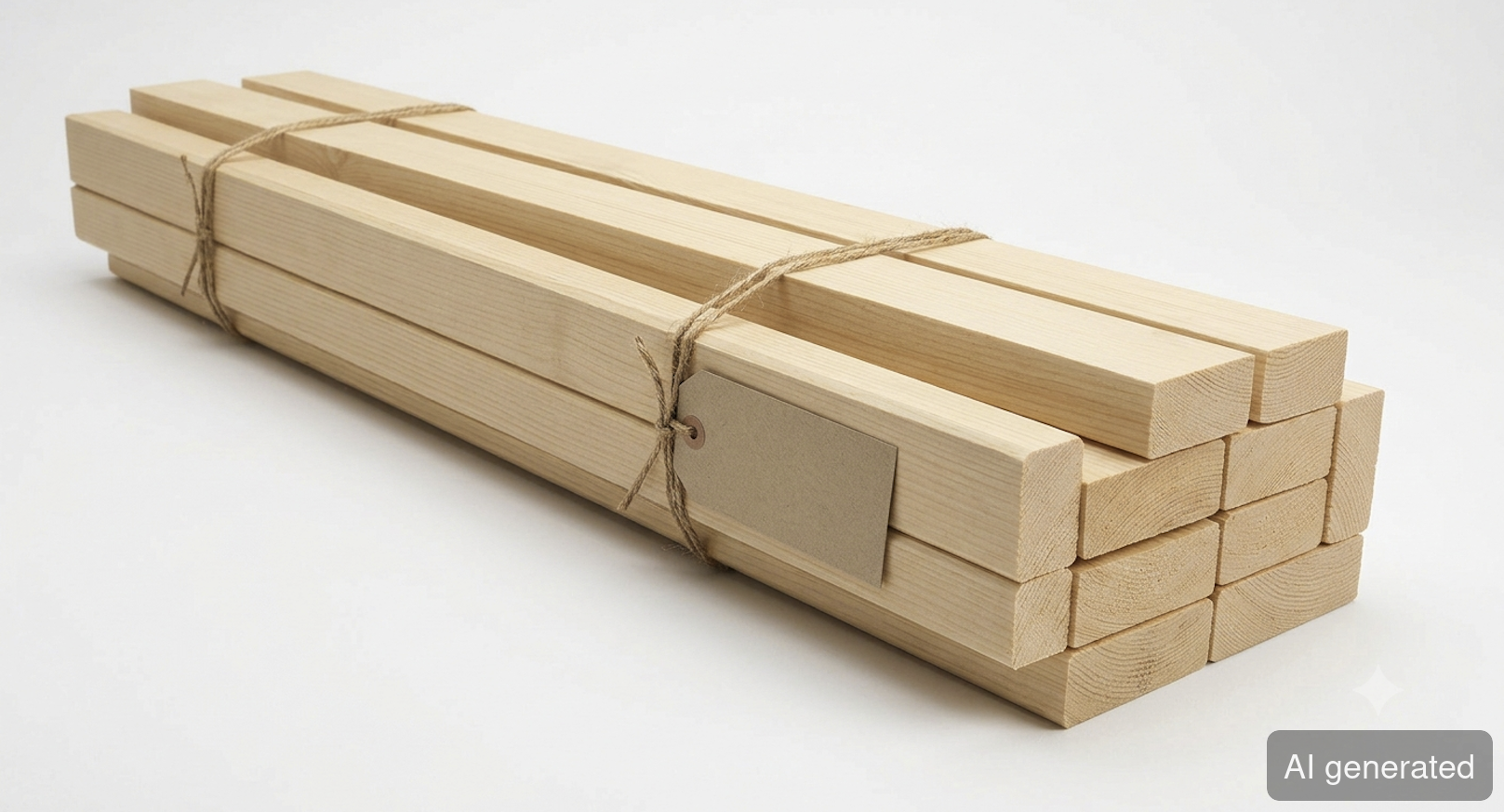 KH-fita-60-60, Holzlatten 60x60 mm, gebündelt mit Schnur, naturbelassen