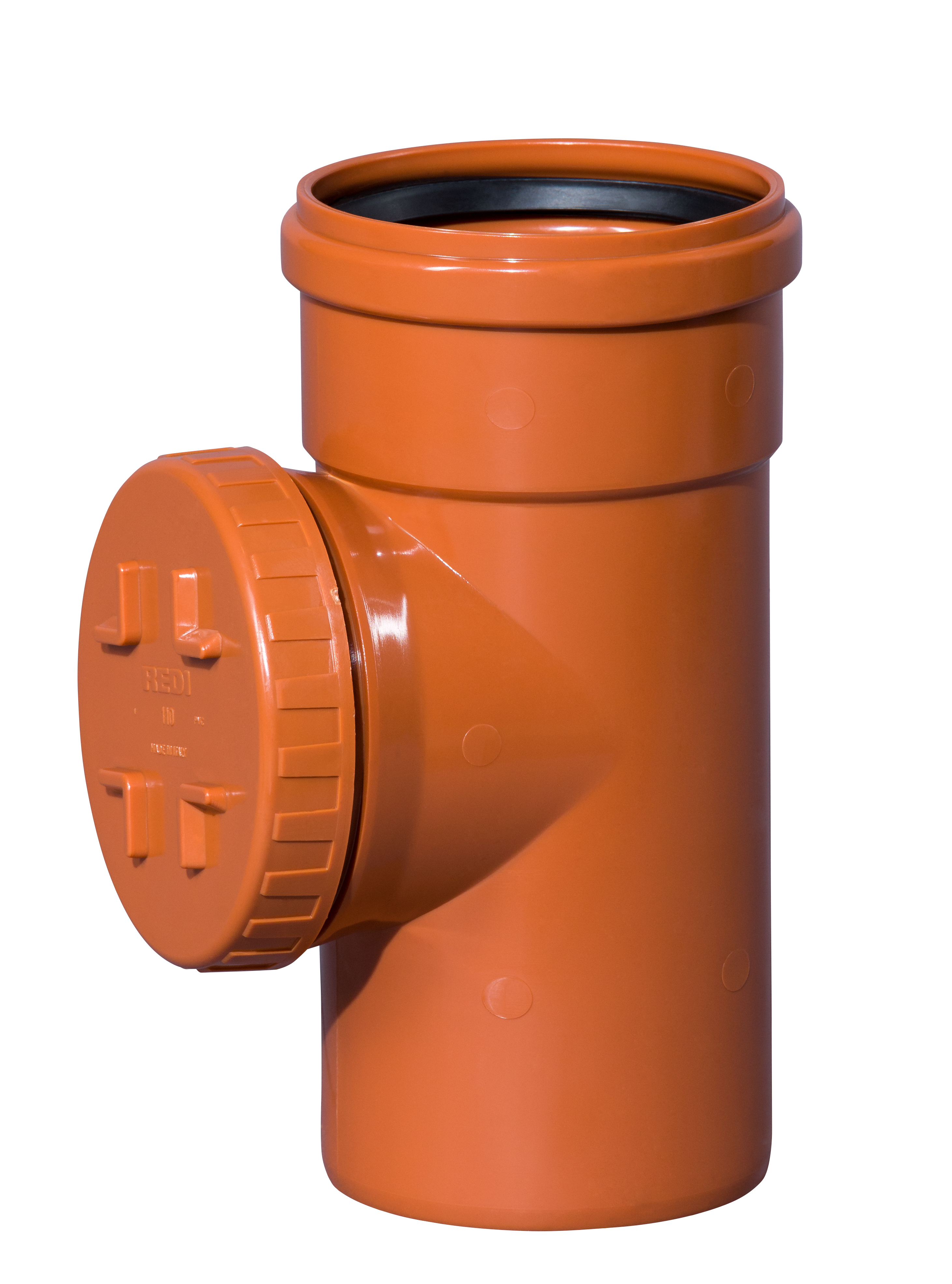 Abwasserrohr mit seitlichem Anschluss, DN 110, orange, mit Revisionsöffnung