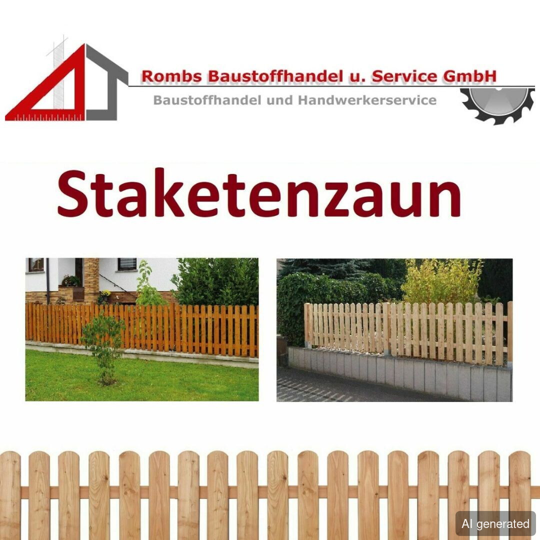 Staketenzaun 180 cm hoch, 70 cm breit, aus Lärche, für Garten- und Grundstücksabgrenzungen