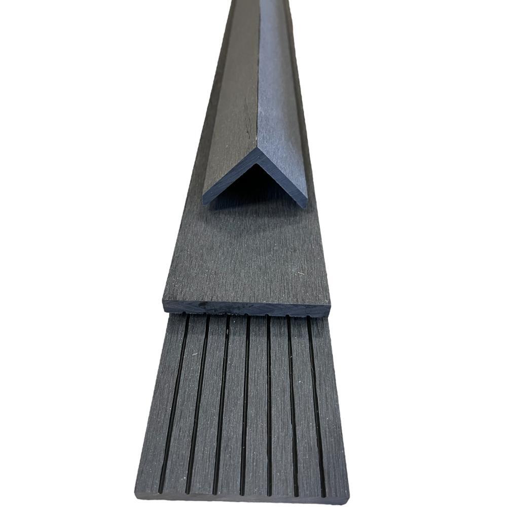 Winkelleiste 48x48 mm, 1450 mm lang, dunkelgrau, für Terrassen- und Gartenbau geeignet