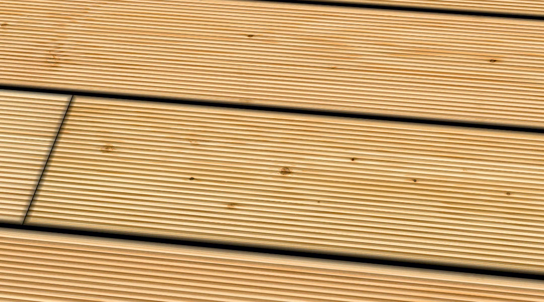 Terrassendiele TD-kL-ABgr-27-143, 27 mm dick, geriffelte Oberfläche, hellbraun, geeignet für Außenbereiche