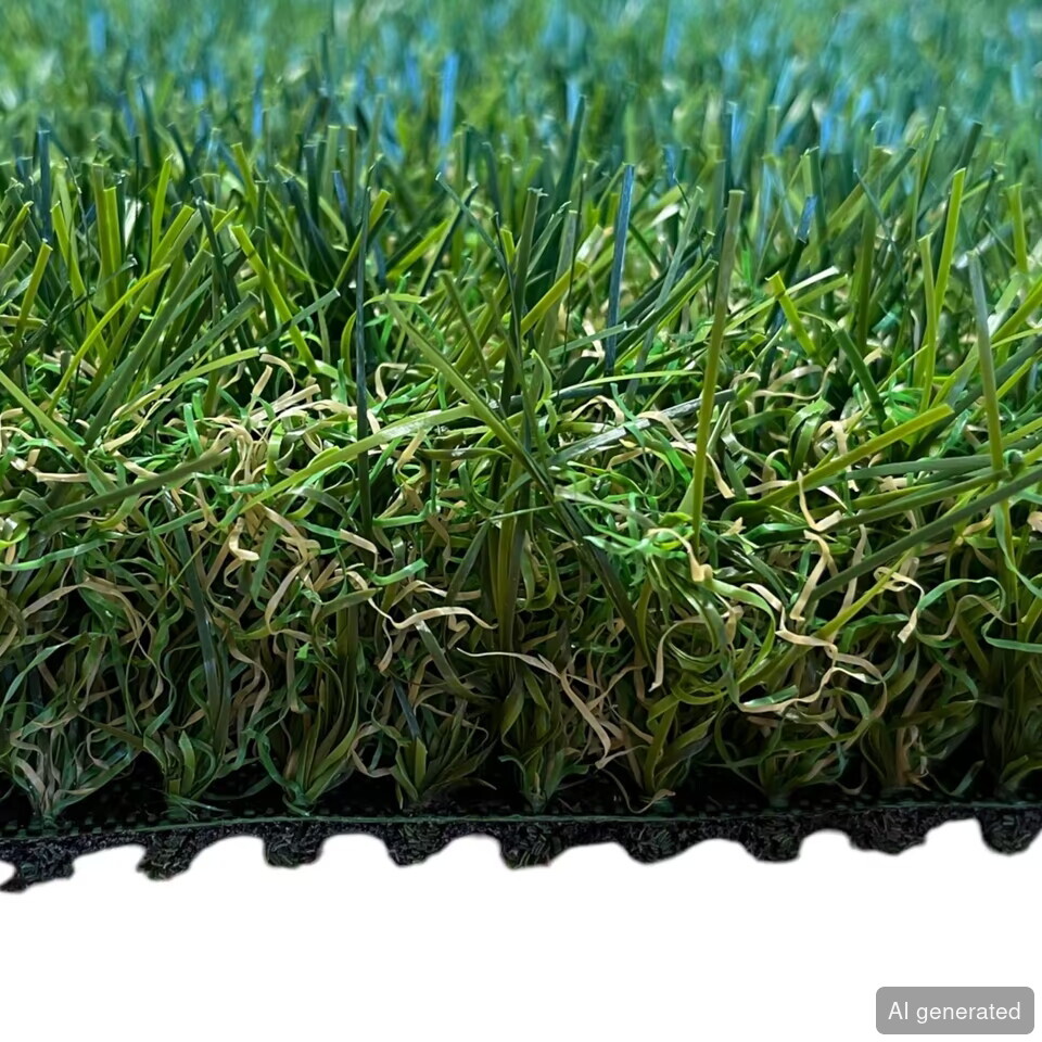 Kunstrasen 30 mm, grüne und braune Fasern, für Garten und Balkon geeignet