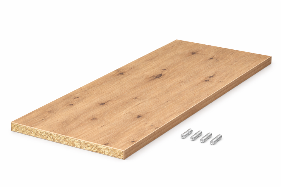 Einlegeboden Eiche astig, 18 mm stark, mit vier Montageschrauben, dekorative Holzoptik