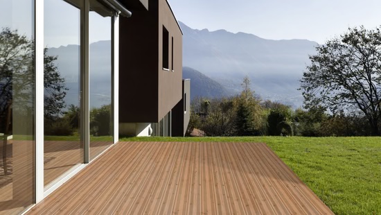 Terrassendiele TD-KD-D-Fr-26-145 mm, Holzoptik, braun, für Außenbereich geeignet