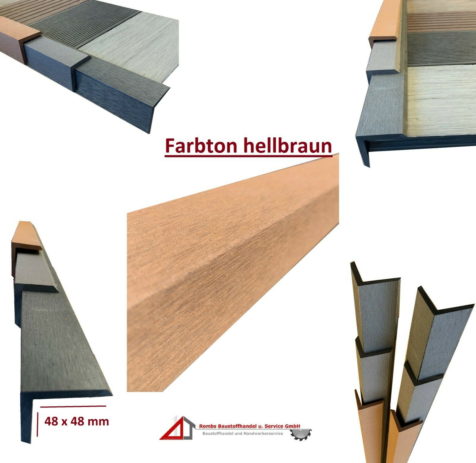 Winkelleiste 48 x 48 mm, hellbraun, vielseitig einsetzbar, verschiedene Oberflächenstrukturen