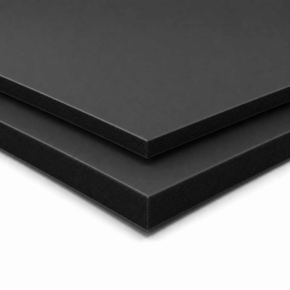 HPL-Platte RoneHPL-Basic anthrazit, 19 mm stark, geschichtete Struktur, vielseitig einsetzbar