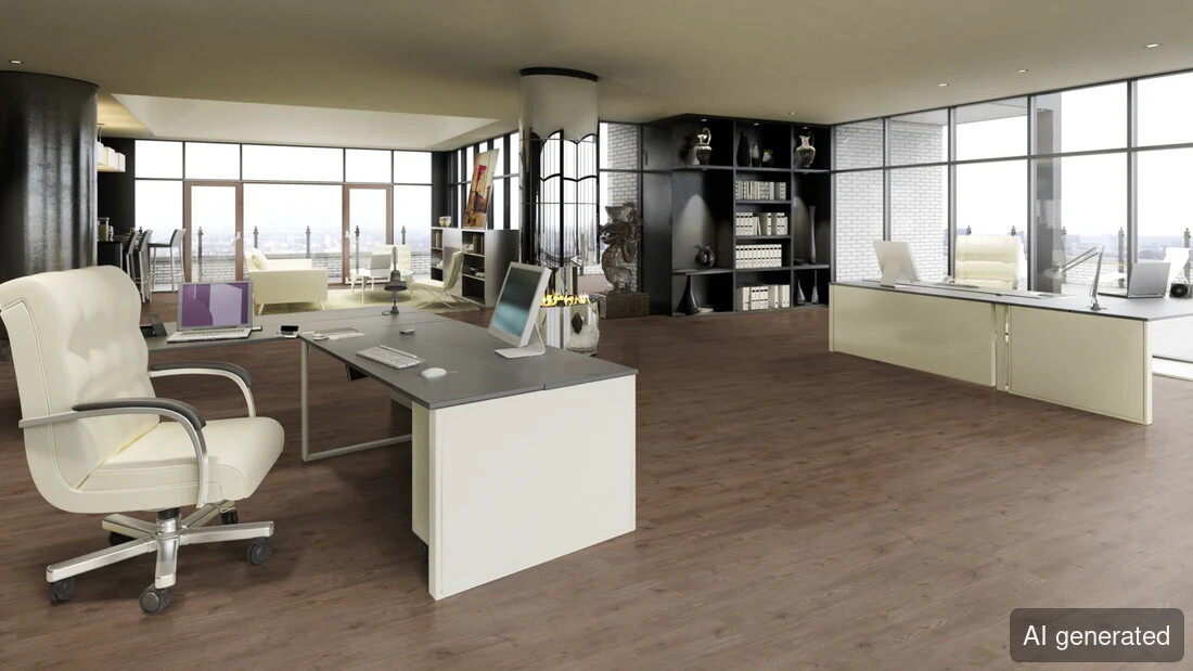 Vinyl-Ikarus, Holzoptik in braun, schwimmend verlegt, geeignet für Büro- und Wohnräume