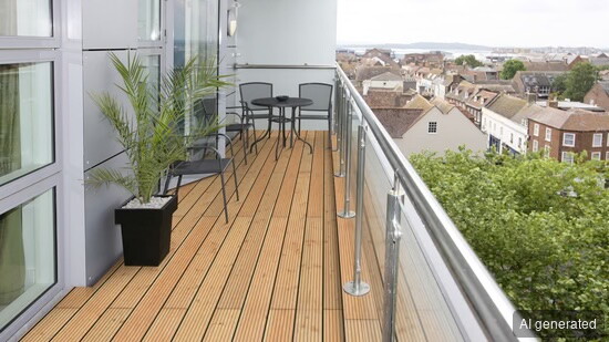 Terrassendiele TD-KD-AB-kD-27-143-, 27 mm stark, 143 mm breit, geeignet für Balkon- und Terrassenverlegung