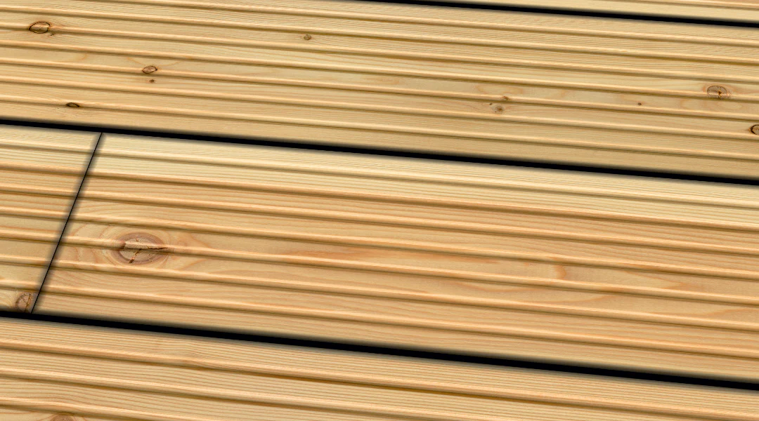 TD-kL-ABg-27-143- Terrassendiele aus Holz, 27 mm dick, mit gerillter Oberfläche, hellbraun