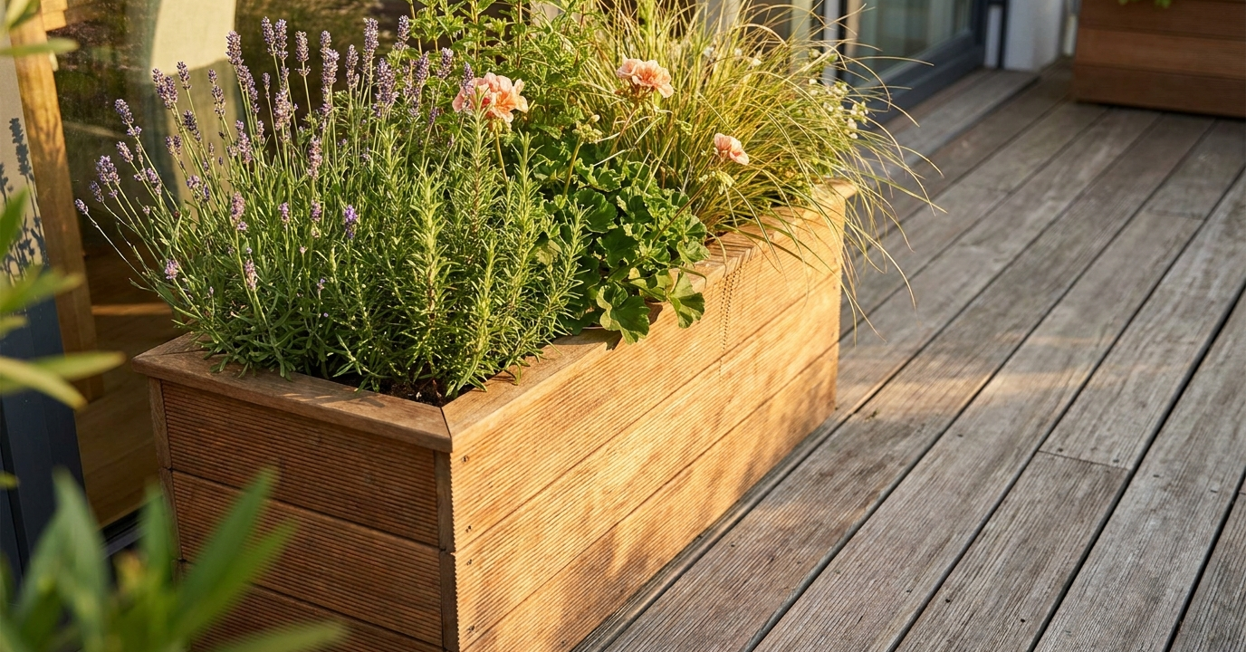 Blumenkasten aus Bangkirai-Hartholz
