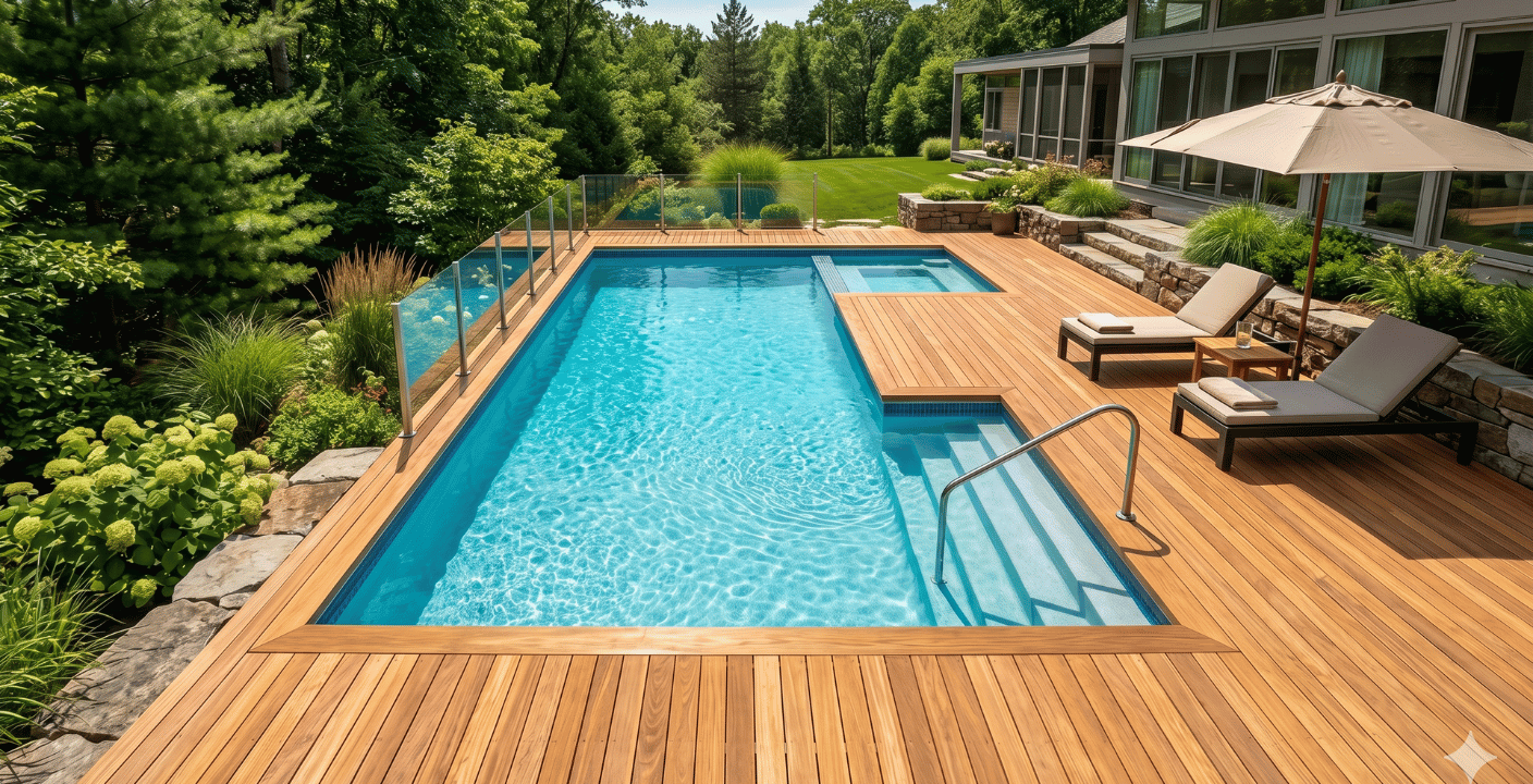 Pool Umrandung aus Holz