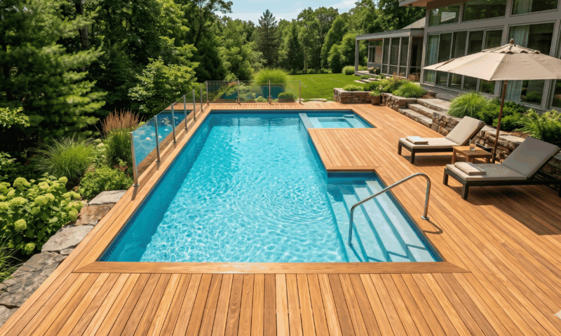 Pool Umrandung aus Holz