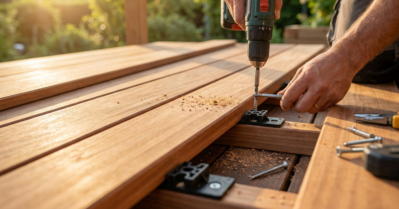 Terrassendielen werden verschraubt